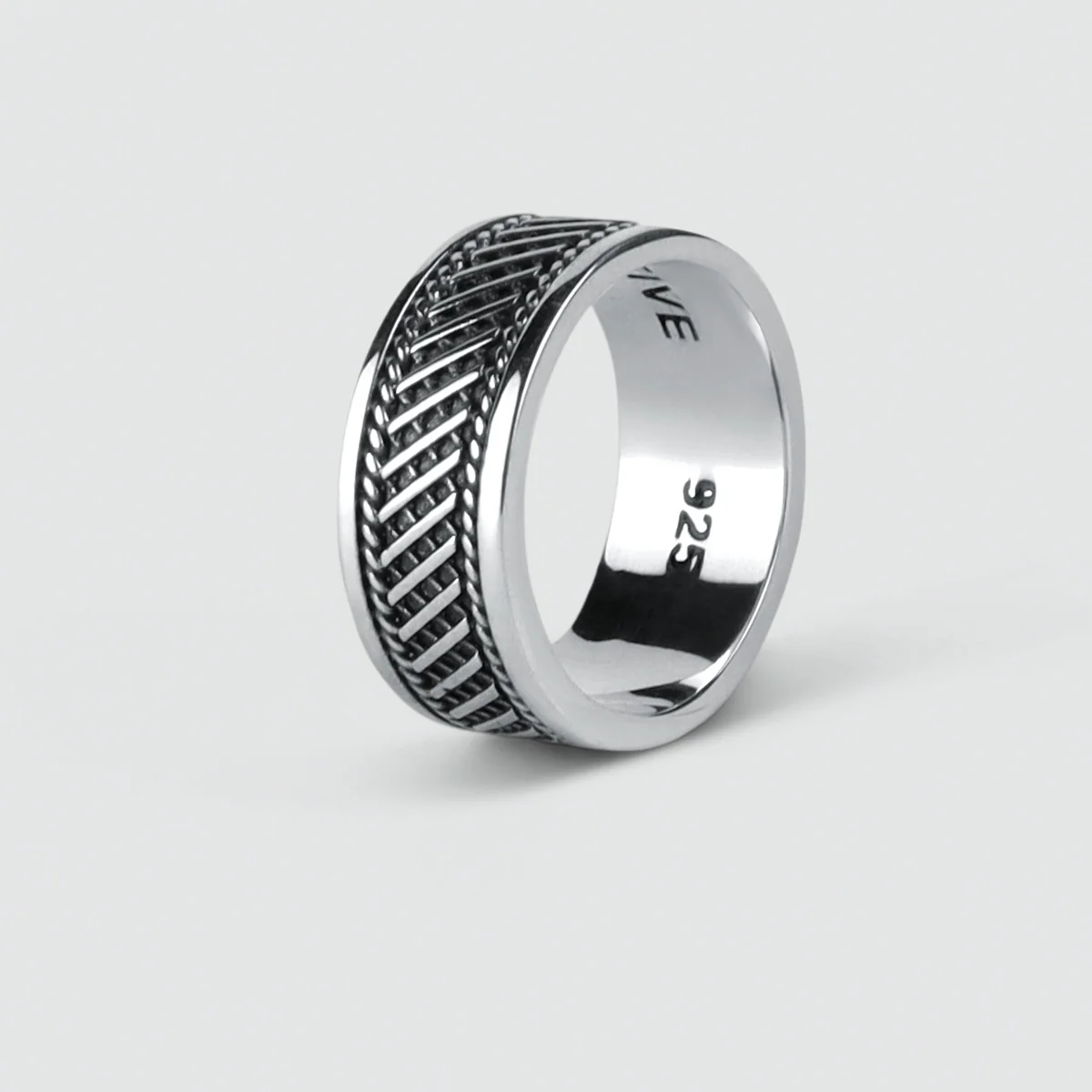 Kaliq - Oxidised Sterling Silver Ring 10mm - Image 3