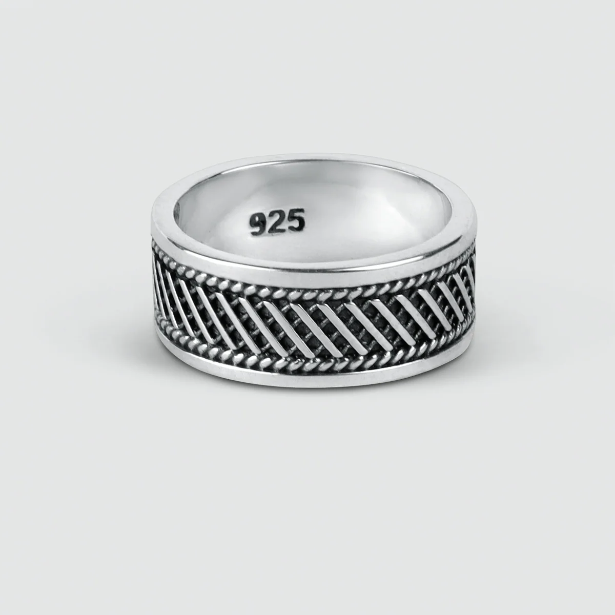 Kaliq - Oxidised Sterling Silver Ring 10mm - Image 5